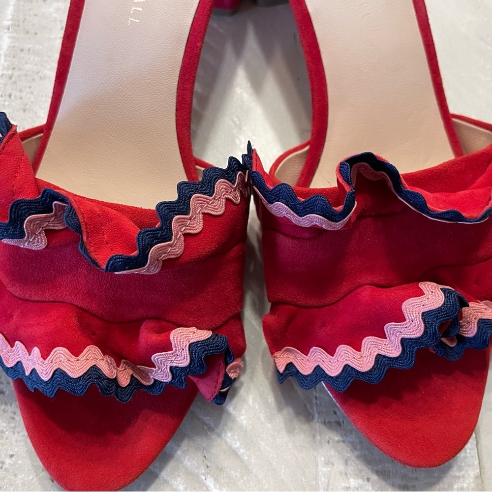 Loeffler Randall Red and Pink Ruffle Sandals - Picture 4 of 5